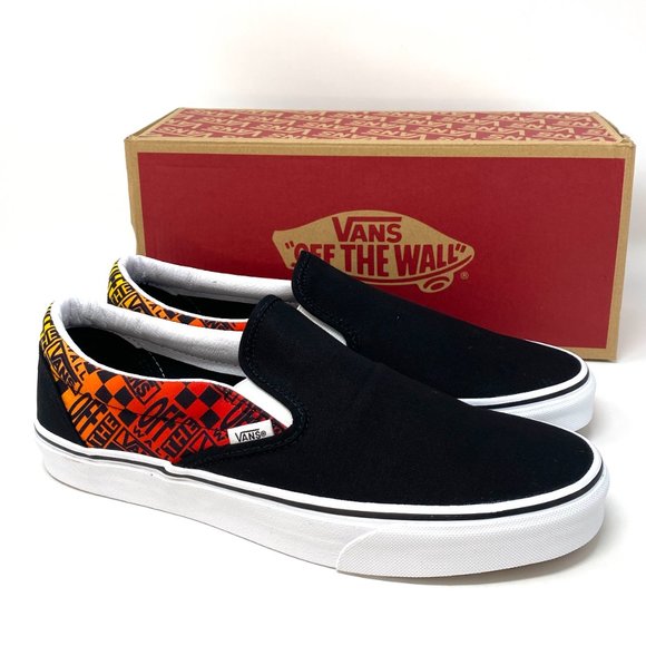 💖MEGA SALE💖VANS Classic Slip On Flame Black Canvas Shoes Women's VN0A4U382N5 - Picture 6 of 11
